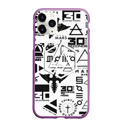 Чехол iPhone 11 Pro матовый Linkin park pattern 30 second to mars, цвет: 3D-фиолетовый