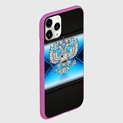 Чехол iPhone 11 Pro матовый Герб РФ абстракция соты, цвет: 3D-фиолетовый — фото 2