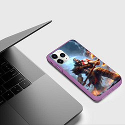 Чехол iPhone 11 Pro матовый Кратос в ярости, цвет: 3D-фиолетовый — фото 2