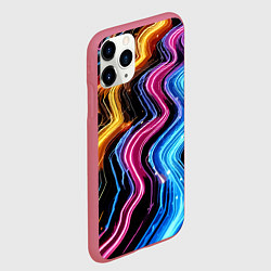 Чехол iPhone 11 Pro матовый Неоновые полосы - нейроарт, цвет: 3D-малиновый — фото 2