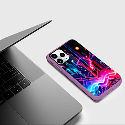 Чехол iPhone 11 Pro матовый Neon fantasy - ai art, цвет: 3D-фиолетовый — фото 2