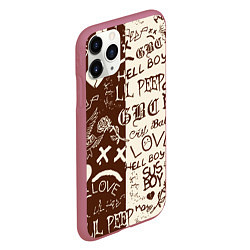 Чехол iPhone 11 Pro матовый Lil peep retro pattern, цвет: 3D-малиновый — фото 2