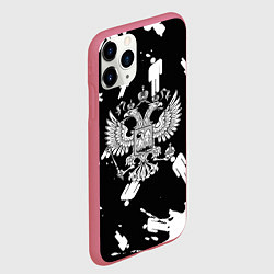 Чехол iPhone 11 Pro матовый Герб РФ люди в красках, цвет: 3D-малиновый — фото 2