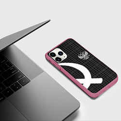 Чехол iPhone 11 Pro матовый Герб РФ паттерн стиль ссср, цвет: 3D-малиновый — фото 2