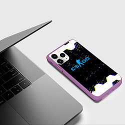 Чехол iPhone 11 Pro матовый CS соты абстракция, цвет: 3D-фиолетовый — фото 2