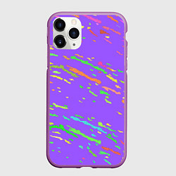 Чехол iPhone 11 Pro матовый Яркие штрихи, цвет: 3D-фиолетовый
