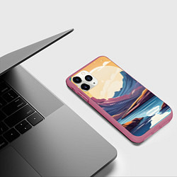 Чехол iPhone 11 Pro матовый Космическое озеро, цвет: 3D-малиновый — фото 2