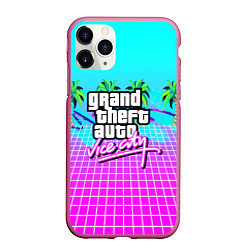 Чехол iPhone 11 Pro матовый Vice city tropic collection, цвет: 3D-малиновый