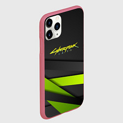 Чехол iPhone 11 Pro матовый Cyberpunk 2077 stripes line, цвет: 3D-малиновый — фото 2