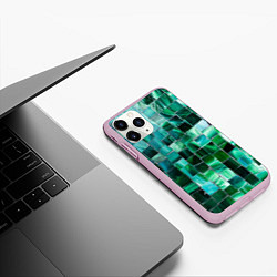 Чехол iPhone 11 Pro матовый Изумрудная геометрия, цвет: 3D-розовый — фото 2