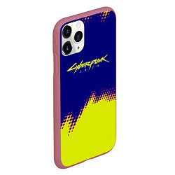 Чехол iPhone 11 Pro матовый Cyberpunk 2077 краски жёлтые, цвет: 3D-малиновый — фото 2