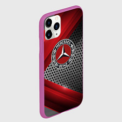 Чехол iPhone 11 Pro матовый Mercedes benz текстура метал, цвет: 3D-фиолетовый — фото 2