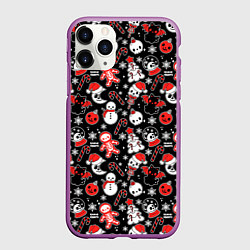 Чехол iPhone 11 Pro матовый Кавайные чудаки на Рождество, цвет: 3D-фиолетовый