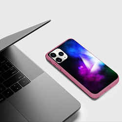 Чехол iPhone 11 Pro матовый Космос геометрия, цвет: 3D-малиновый — фото 2