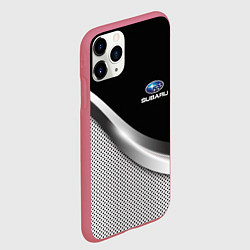 Чехол iPhone 11 Pro матовый Subaru metal steel, цвет: 3D-малиновый — фото 2