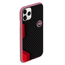 Чехол iPhone 11 Pro матовый FIAT текстура метал, цвет: 3D-малиновый — фото 2