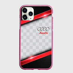 Чехол iPhone 11 Pro матовый AUDI auto texture, цвет: 3D-малиновый