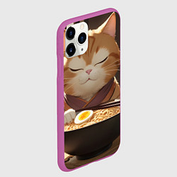 Чехол iPhone 11 Pro матовый Кот и рамен, цвет: 3D-фиолетовый — фото 2