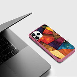 Чехол iPhone 11 Pro матовый Мозайка геометрическая, цвет: 3D-малиновый — фото 2