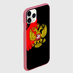 Чехол iPhone 11 Pro матовый Герб РФ красный, цвет: 3D-малиновый — фото 2