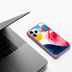 Чехол iPhone 11 Pro матовый Абстрактные мазки красок, цвет: 3D-фиолетовый — фото 2