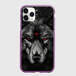Чехол iPhone 11 Pro матовый Волк с красными глазами, цвет: 3D-фиолетовый