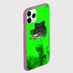 Чехол iPhone 11 Pro матовый Monster Hunter fire green, цвет: 3D-фиолетовый — фото 2