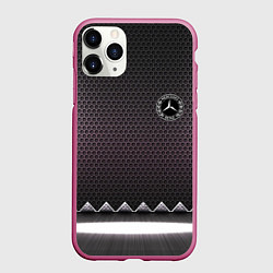Чехол iPhone 11 Pro матовый Mercedes benz carbon steel, цвет: 3D-малиновый