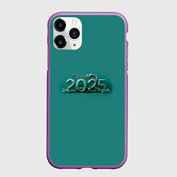 Чехол iPhone 11 Pro матовый Символ 2025 нового года: зеленая змея, цвет: 3D-фиолетовый