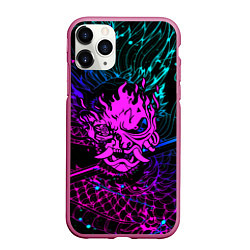 Чехол iPhone 11 Pro матовый Cyberpunk 2077 dragon neon, цвет: 3D-малиновый