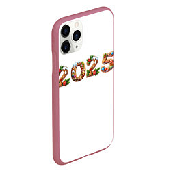 Чехол iPhone 11 Pro матовый Надпись новогодняя 2025 из пряников, цвет: 3D-малиновый — фото 2