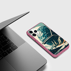 Чехол iPhone 11 Pro матовый Фантастика круглое здание, цвет: 3D-малиновый — фото 2