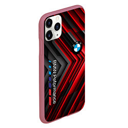 Чехол iPhone 11 Pro матовый BMW geometry stripes red, цвет: 3D-малиновый — фото 2