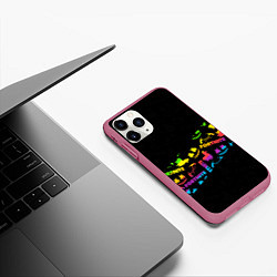 Чехол iPhone 11 Pro матовый Fortnite rainbow, цвет: 3D-малиновый — фото 2