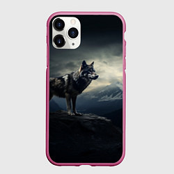 Чехол iPhone 11 Pro матовый Волк на горе, цвет: 3D-малиновый