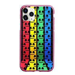 Чехол iPhone 11 Pro матовый Marshmello neon music dj, цвет: 3D-малиновый