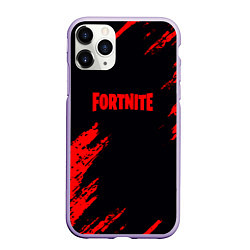 Чехол iPhone 11 Pro матовый Fortnite красные краски лого, цвет: 3D-светло-сиреневый