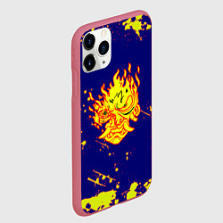Чехол iPhone 11 Pro матовый Cyberpunk краски брызги, цвет: 3D-малиновый — фото 2