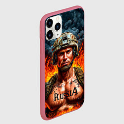 Чехол iPhone 11 Pro матовый Воин России, цвет: 3D-малиновый — фото 2