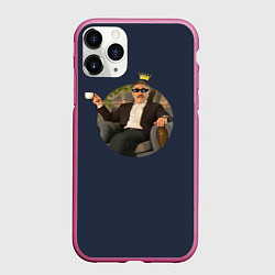 Чехол iPhone 11 Pro матовый Леонид Каневский царь, цвет: 3D-малиновый