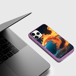 Чехол iPhone 11 Pro матовый Вода и огонь, цвет: 3D-фиолетовый — фото 2