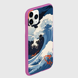 Чехол iPhone 11 Pro матовый Япония волны алые цветы, цвет: 3D-фиолетовый — фото 2