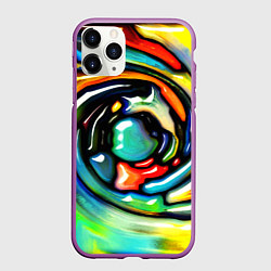 Чехол iPhone 11 Pro матовый Акварельные краски мозаика, цвет: 3D-фиолетовый