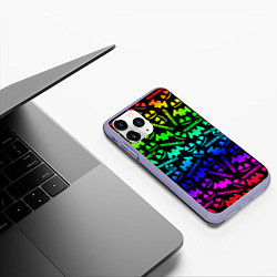 Чехол iPhone 11 Pro матовый Marshmello neon steel pattern, цвет: 3D-светло-сиреневый — фото 2