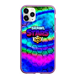 Чехол iPhone 11 Pro матовый Brawl stars neon gradient, цвет: 3D-фиолетовый