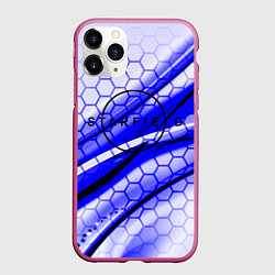 Чехол iPhone 11 Pro матовый Starfield hexagon space, цвет: 3D-малиновый