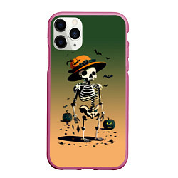 Чехол iPhone 11 Pro матовый Funny skeleton - ai art fantasy, цвет: 3D-малиновый