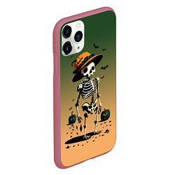 Чехол iPhone 11 Pro матовый Funny skeleton - ai art fantasy, цвет: 3D-малиновый — фото 2