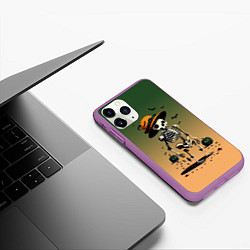 Чехол iPhone 11 Pro матовый Funny skeleton - ai art fantasy, цвет: 3D-фиолетовый — фото 2