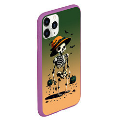 Чехол iPhone 11 Pro матовый Funny skeleton - ai art fantasy, цвет: 3D-фиолетовый — фото 2